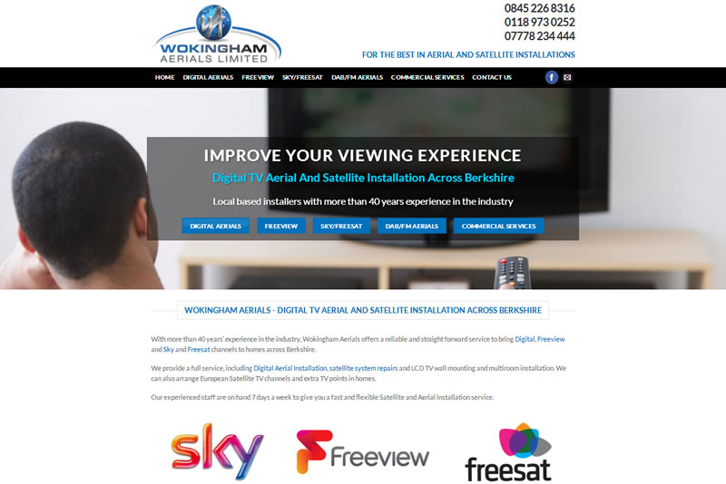 Wokingham Aerials Website Designed by PHD Website Design