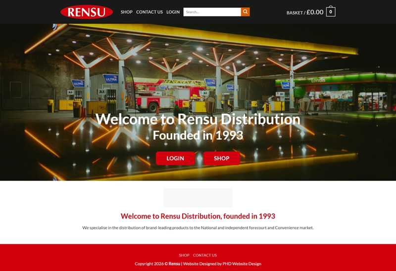 Rensu Distribution Website - PHD Website Design